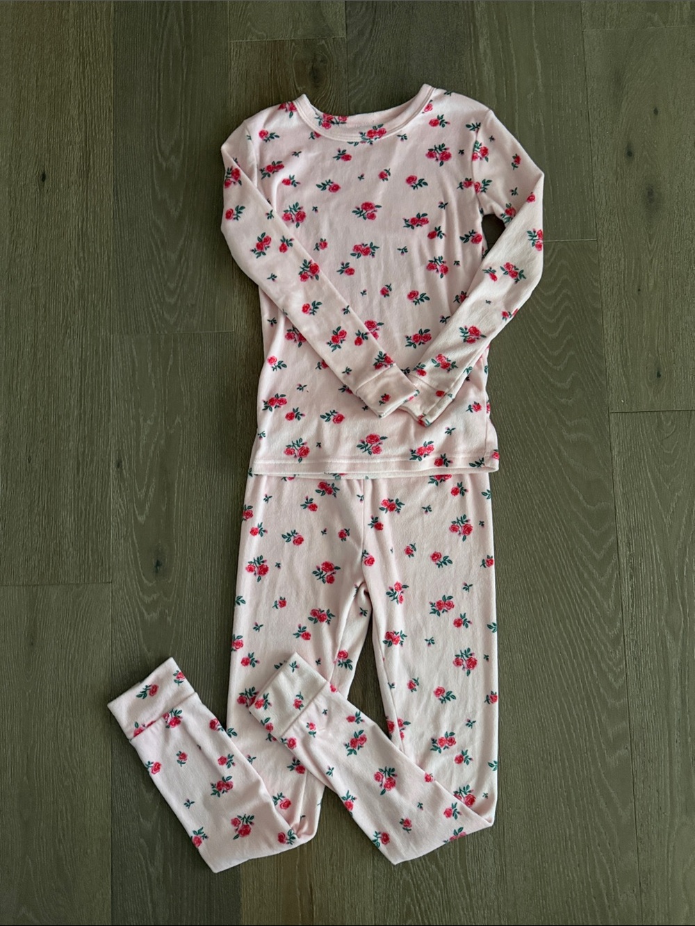 Girls Cat & Jack pink soft rose matching pajamas set. Size:8. Gently Used.